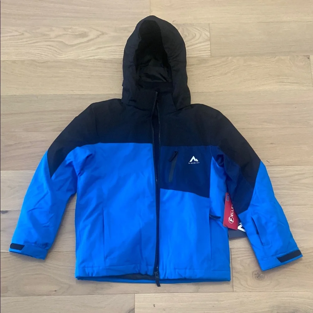 New McKinley Boys’ Dorian Blue and Black Puffer Jacket with Weather-Resistant - Picture 1 of 9